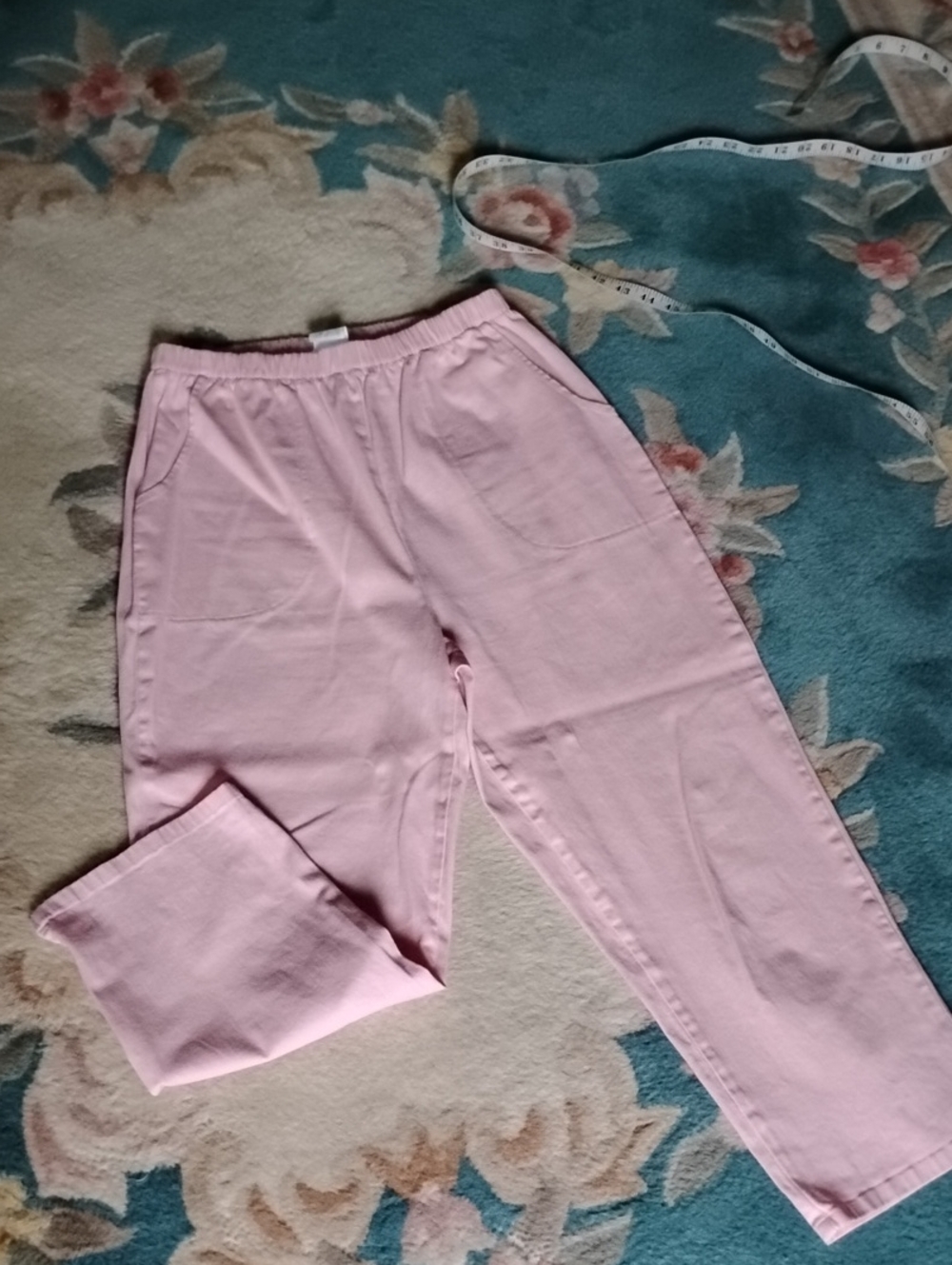 Denim&Co Women’s Pink Cotton Elastic Waist Capri Pants Medium